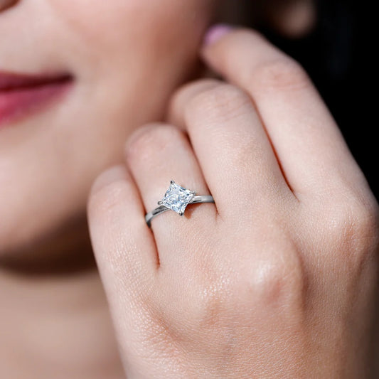 1 Carat Lab Created Diamond Princess Cut Engagement Ring IGI Certified