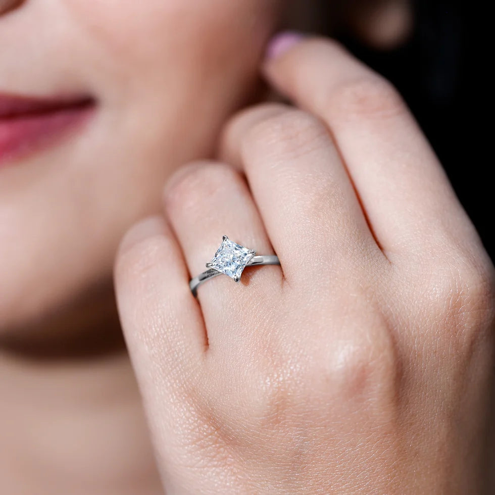IGI Certified Lab Grown 3 Carat Diamond Princess Cut Engagement Ring Solitaire
