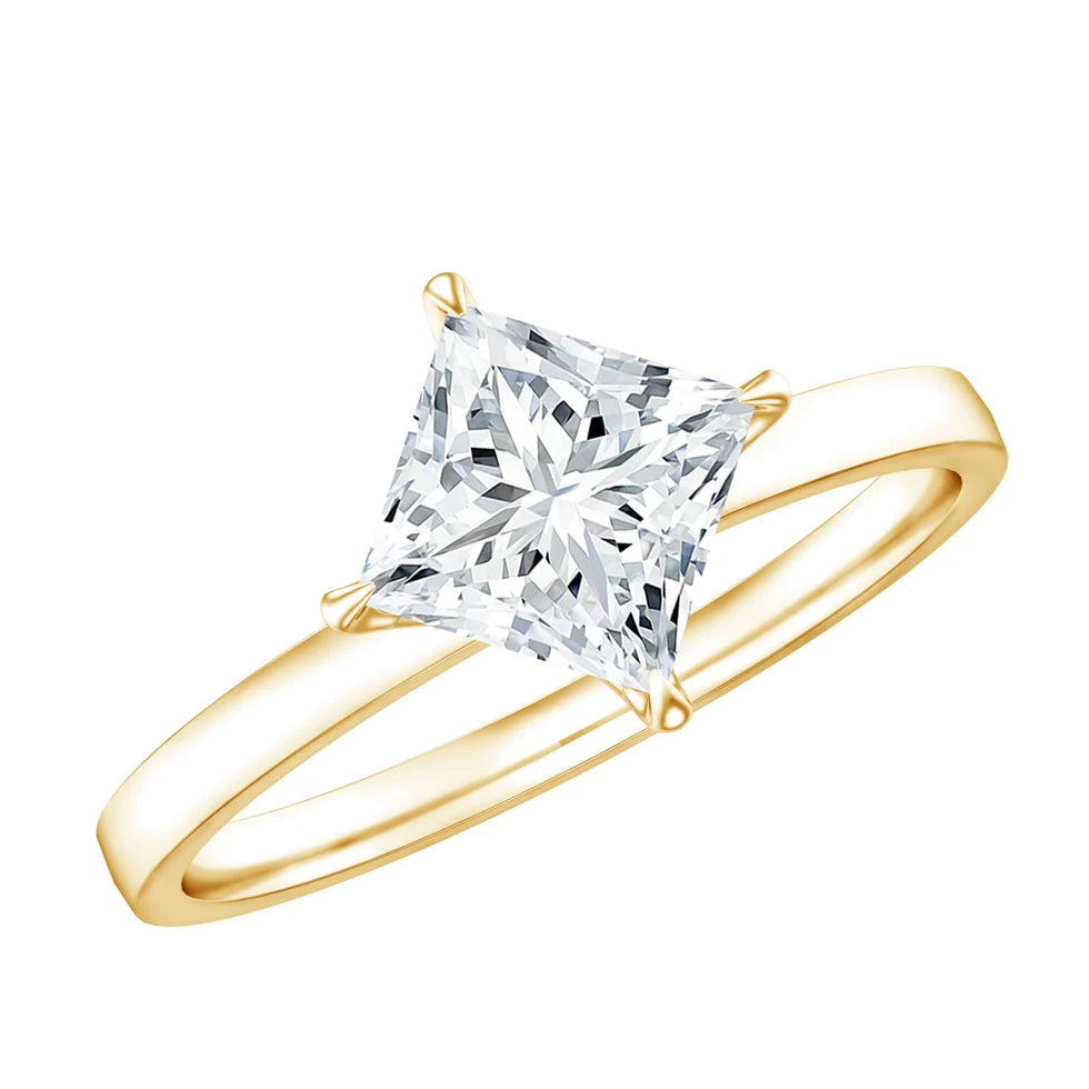 IGI Certified Lab Grown 3 Carat Diamond Princess Cut Engagement Ring Solitaire