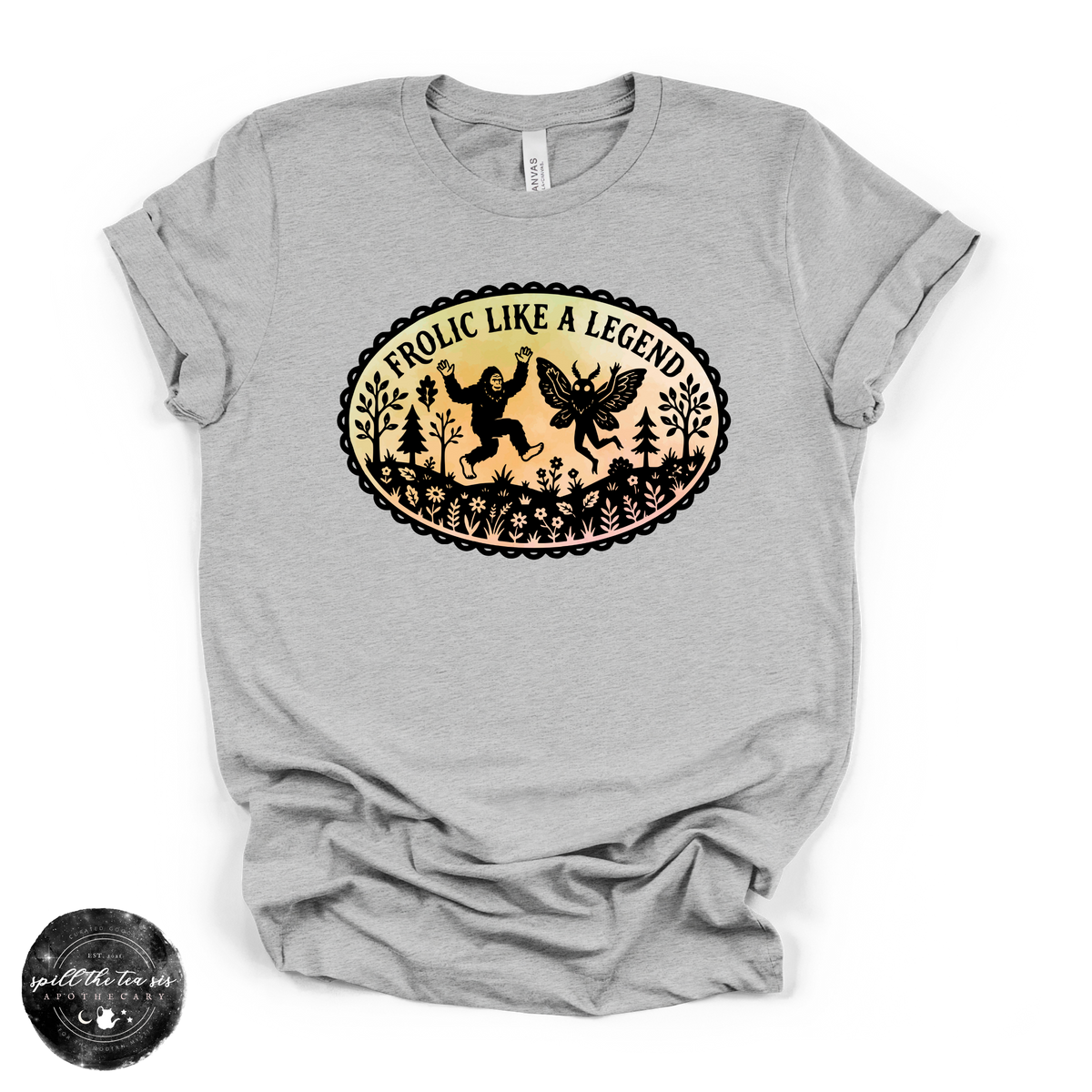 Frolic Like a Legend Tee | Funny Bigfoot Graphic T-Shirt