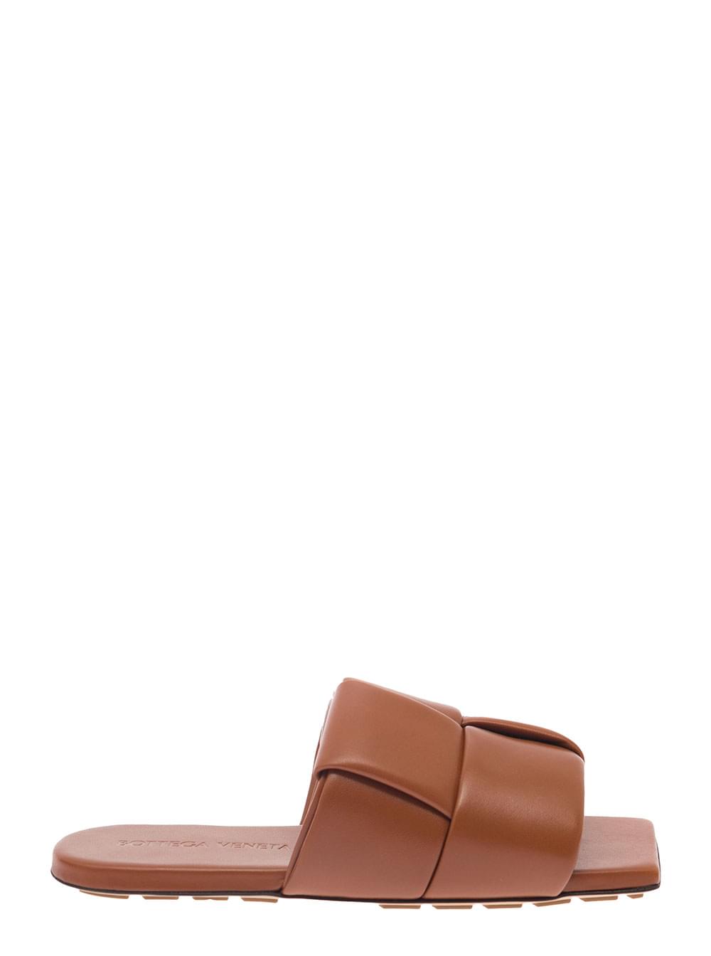Bottega Veneta Women Bottega Veneta Women Brown Flat Mules With Padded Intreccio Band In Leather Woman