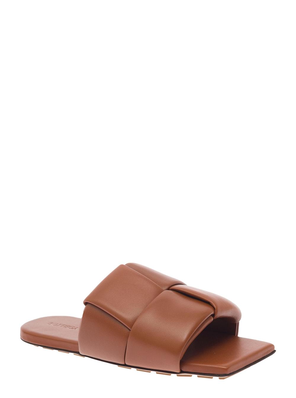 Bottega Veneta Women Bottega Veneta Women Brown Flat Mules With Padded Intreccio Band In Leather Woman