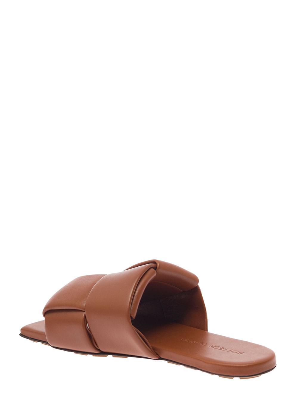 Bottega Veneta Women Bottega Veneta Women Brown Flat Mules With Padded Intreccio Band In Leather Woman
