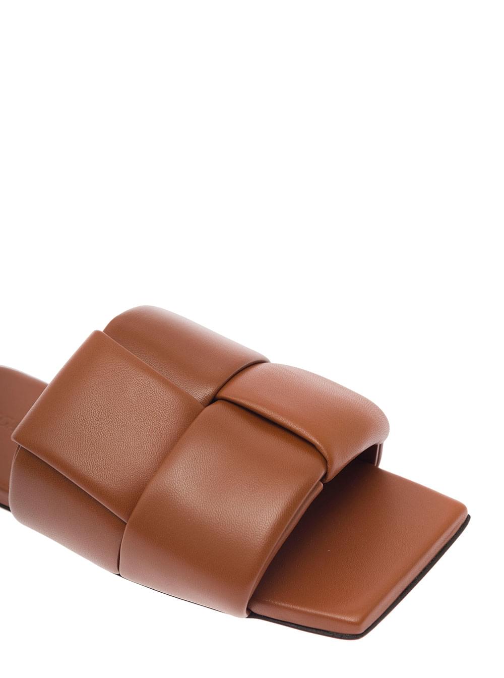 Bottega Veneta Women Bottega Veneta Women Brown Flat Mules With Padded Intreccio Band In Leather Woman