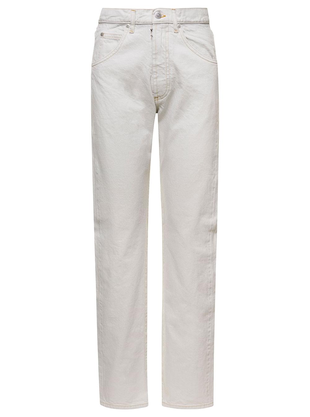 Maison Margiela Women Maison Margiela Women White 5-Pocket Style Straight Jeans With Contrasting Stitching In Cotton Denim Woman
