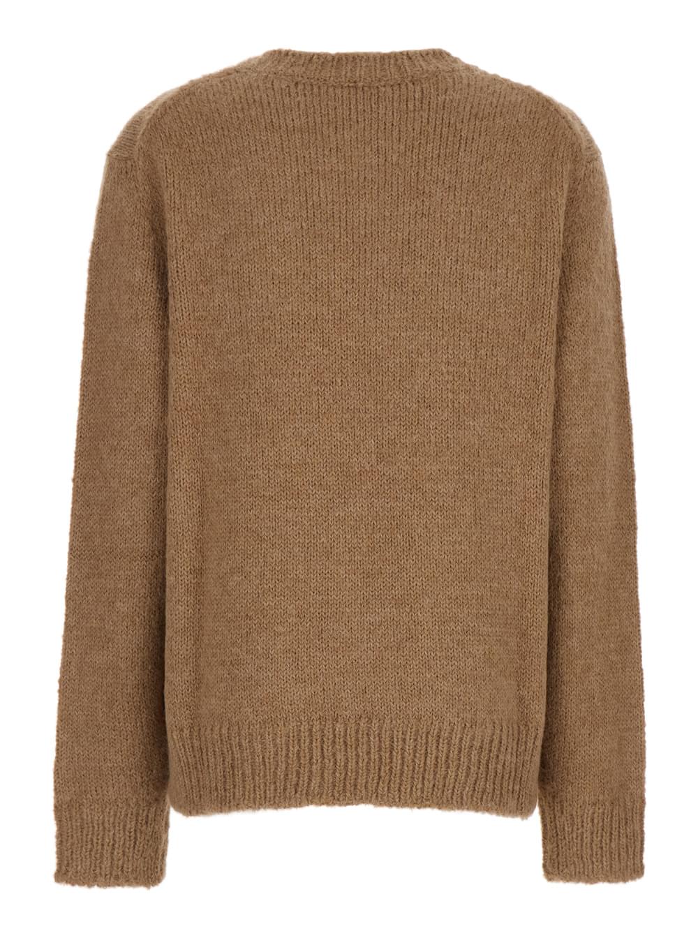 Jil Sander Women Jil Sander Women Oversized Beige Sweater With Ribbed Trim In Wool Woman