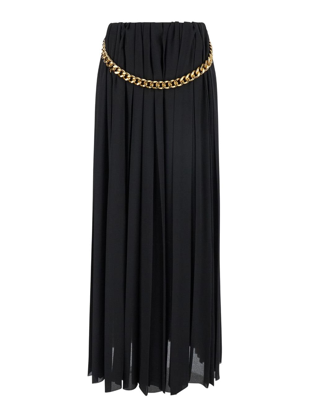 Balenciaga Women Black Long Pleaded Skirt With Belt In Tech Fabric Woman