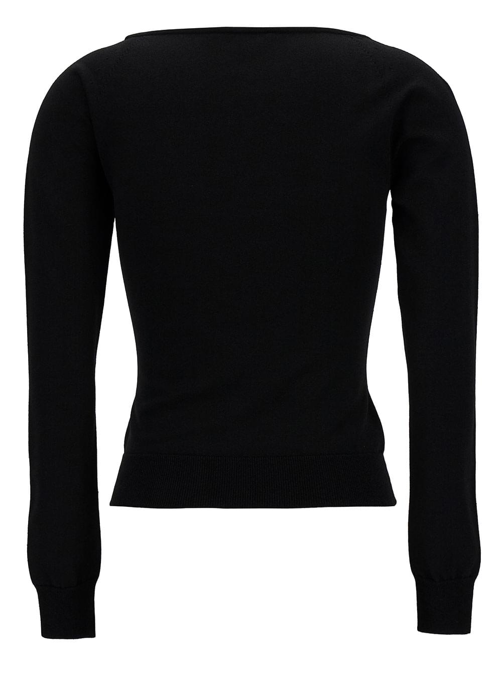 Alexander Mcqueen Women Black Top With Square Neckline In Viscose Blend Woman