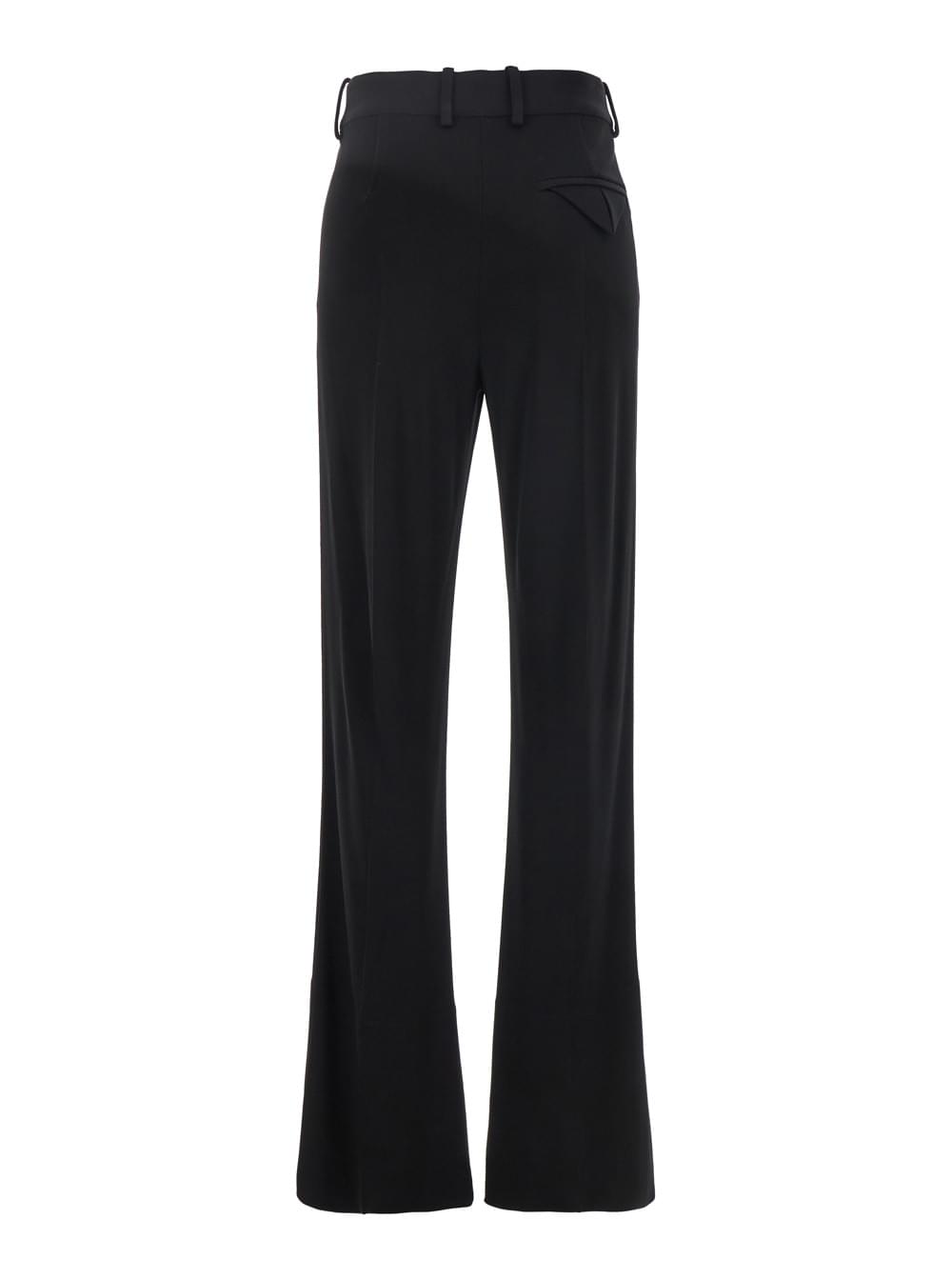 Bottega Veneta Women Black Flared Pants With Belt Loops In Viscose Blend Woman