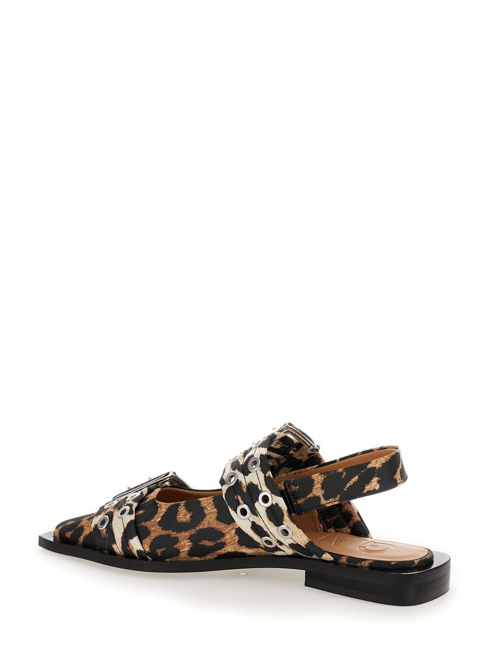 Ganni Women Ganni Women Multicolor Ballet Shoes With Double Buckle And All-Over Leopard Print In Tech Fabric Woman