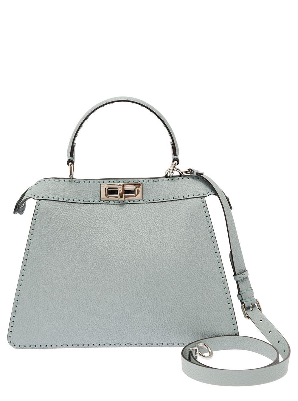 Fendi Women Fendi Women 'Peekaboo Iseeu Medium' Grey Handbag With 646 Hand-Sewn Topstitches Woman