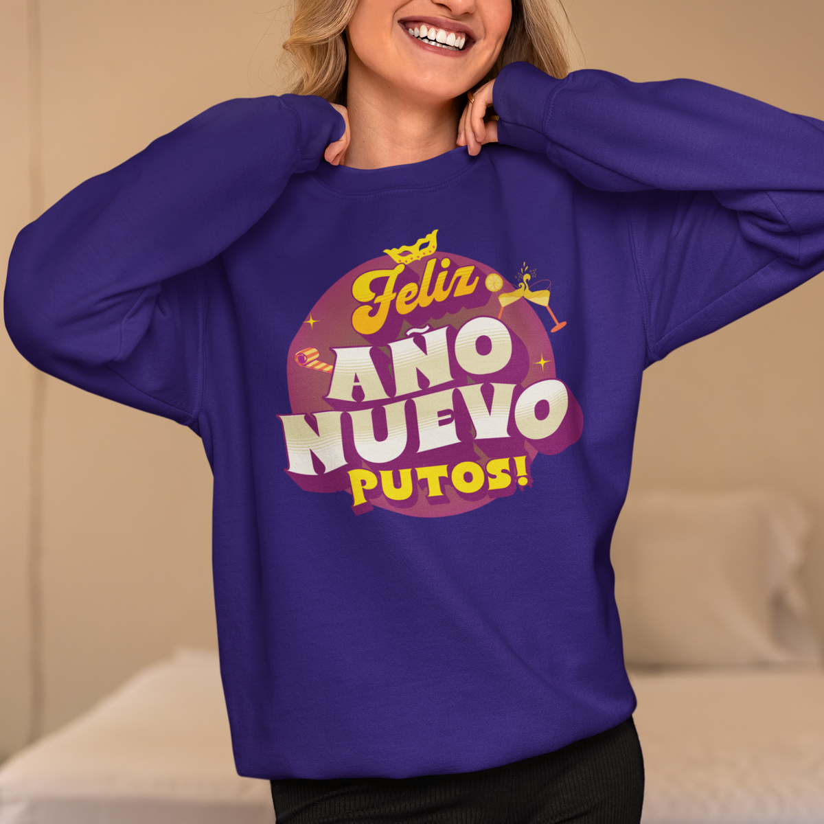 Feliz Año Nuevo Putos! 2027 Latino Happy New Year Crewneck Sweater | Funny NYE | 3 Colors