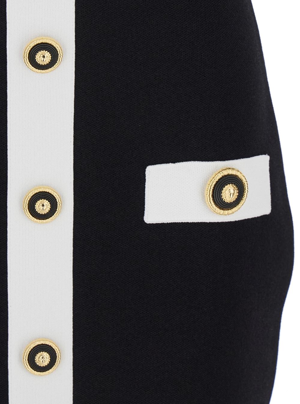 Balmain Women Balmain Women Black Dress With Square Neckline And Decorative Buttons In Viscose Blend Women