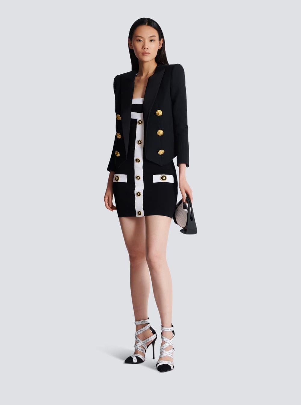 Balmain Women Balmain Women Black Dress With Square Neckline And Decorative Buttons In Viscose Blend Women