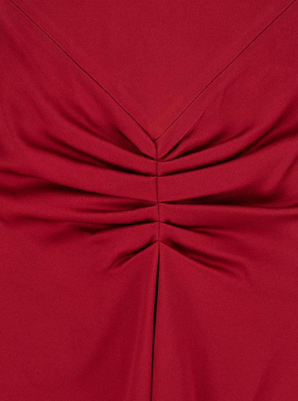 Victoria Beckham Women Victoria Beckham Women Red Crewneck Midi Dress With Gathered Waist And Rear Zip Closure In Viscose Blend Woman