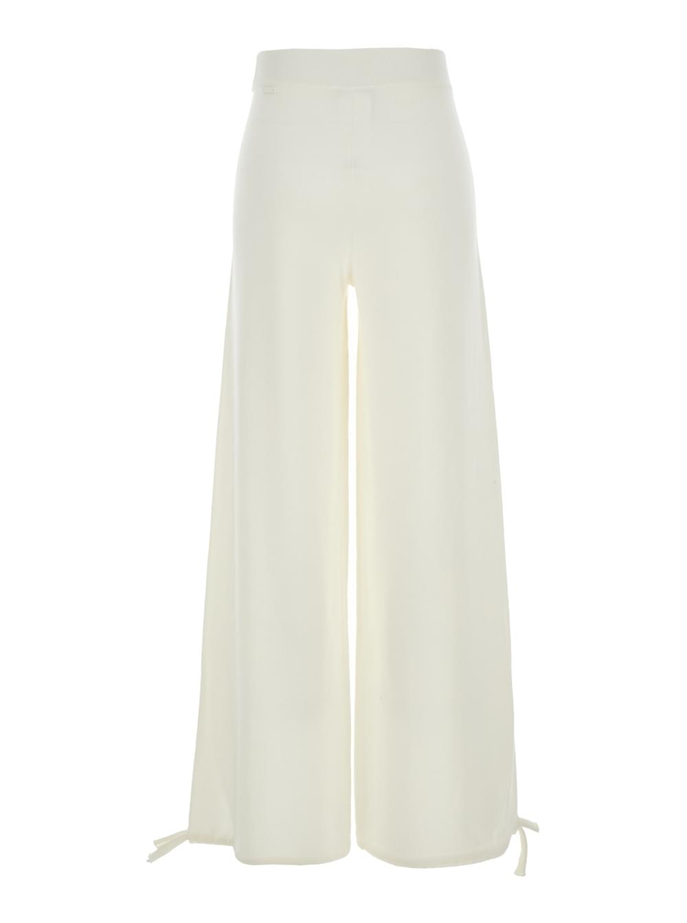 Max Mara Women 'Nigeria' White Pants With Elastic Waist And Wide Leg In Wool Woman