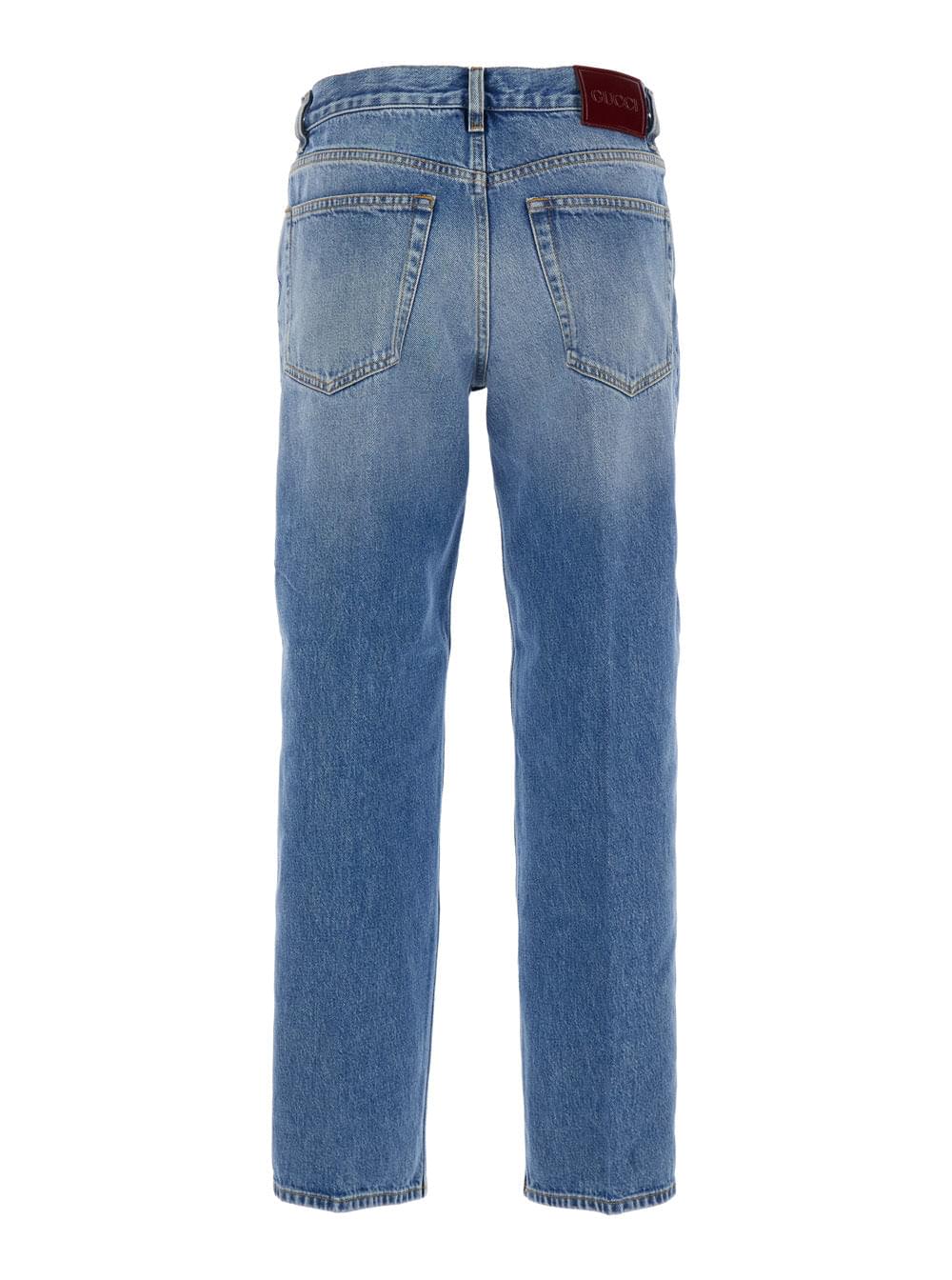 Gucci Women Gucci Women Blue Jeans With Logo Patch On The Rear And Faded Effect In Denim Woman