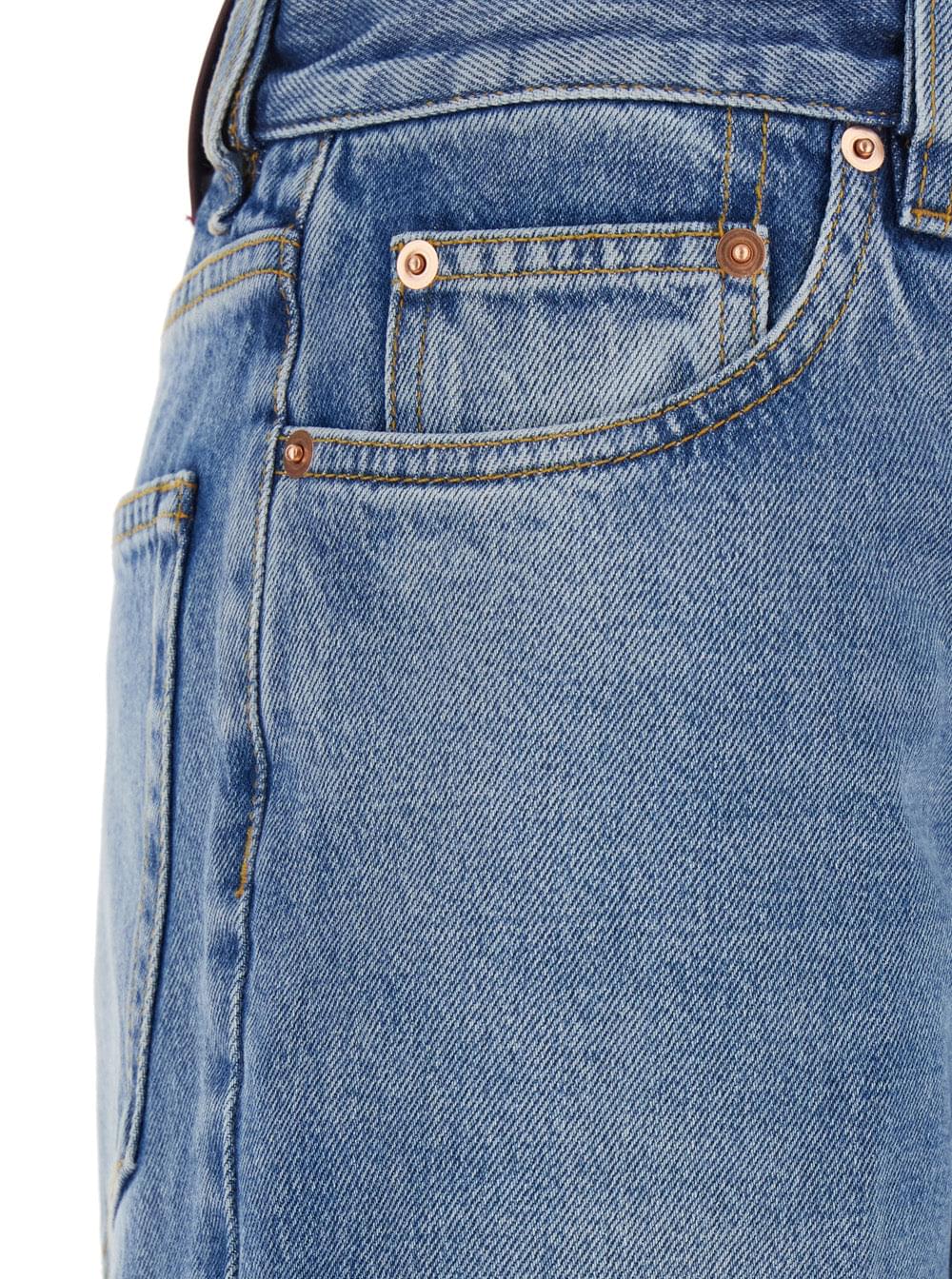 Gucci Women Gucci Women Blue Jeans With Logo Patch On The Rear And Faded Effect In Denim Woman
