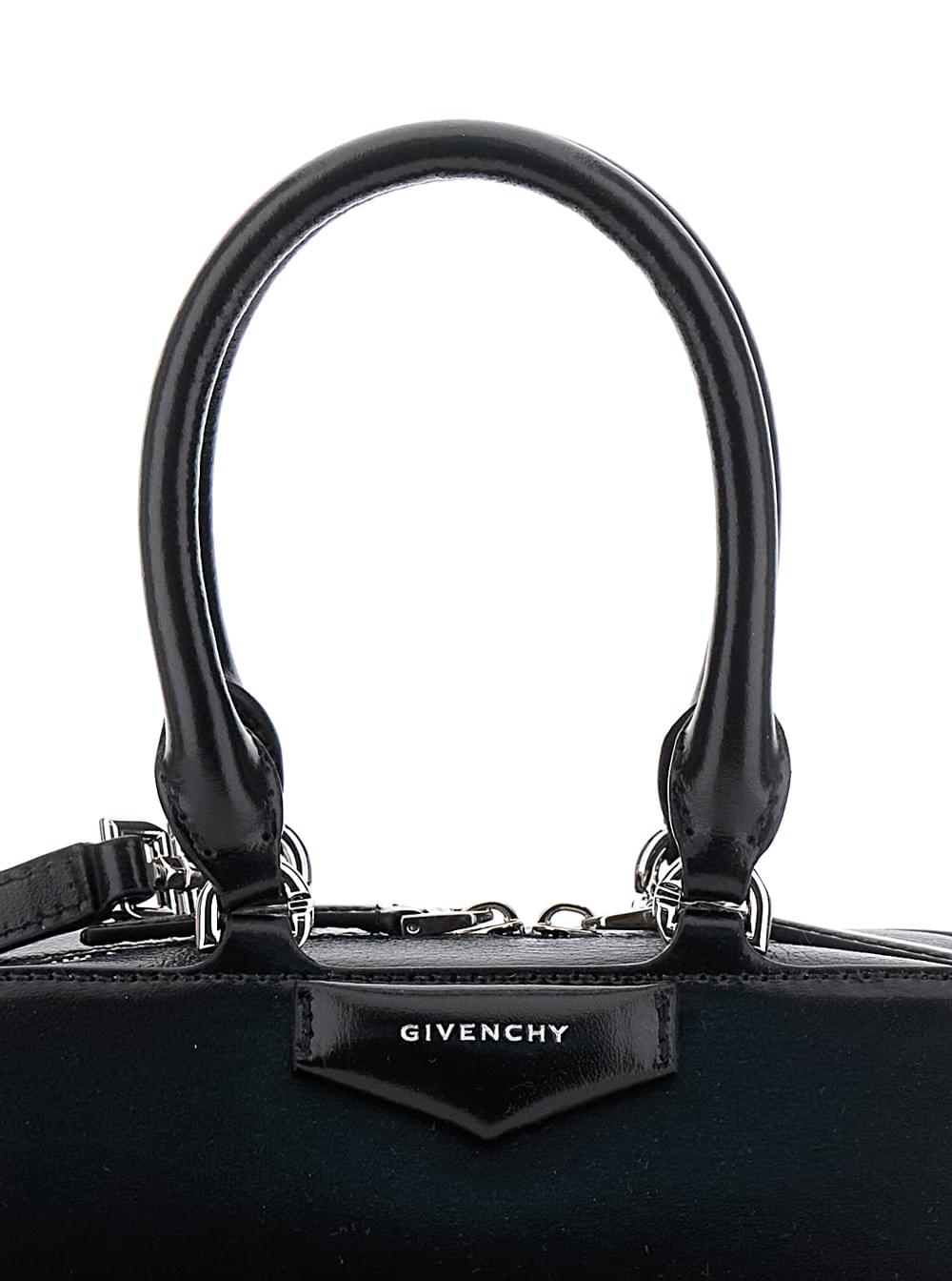 Givenchy Women Givenchy Women Black Antigona East West' Mini Handbag With Adjustable And Removable Shoulder Strap And Logo Lettering On The Front In Leather For Women