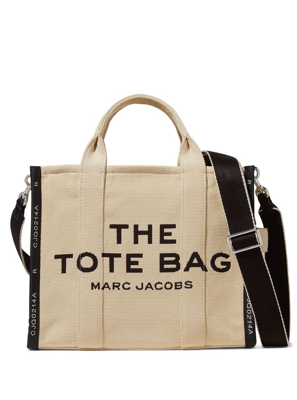 Marc Jacobs Women Handbag 'Medium Tote' With Contrasting Embroidered Logo In Ecoleather And Polyester Beige Women