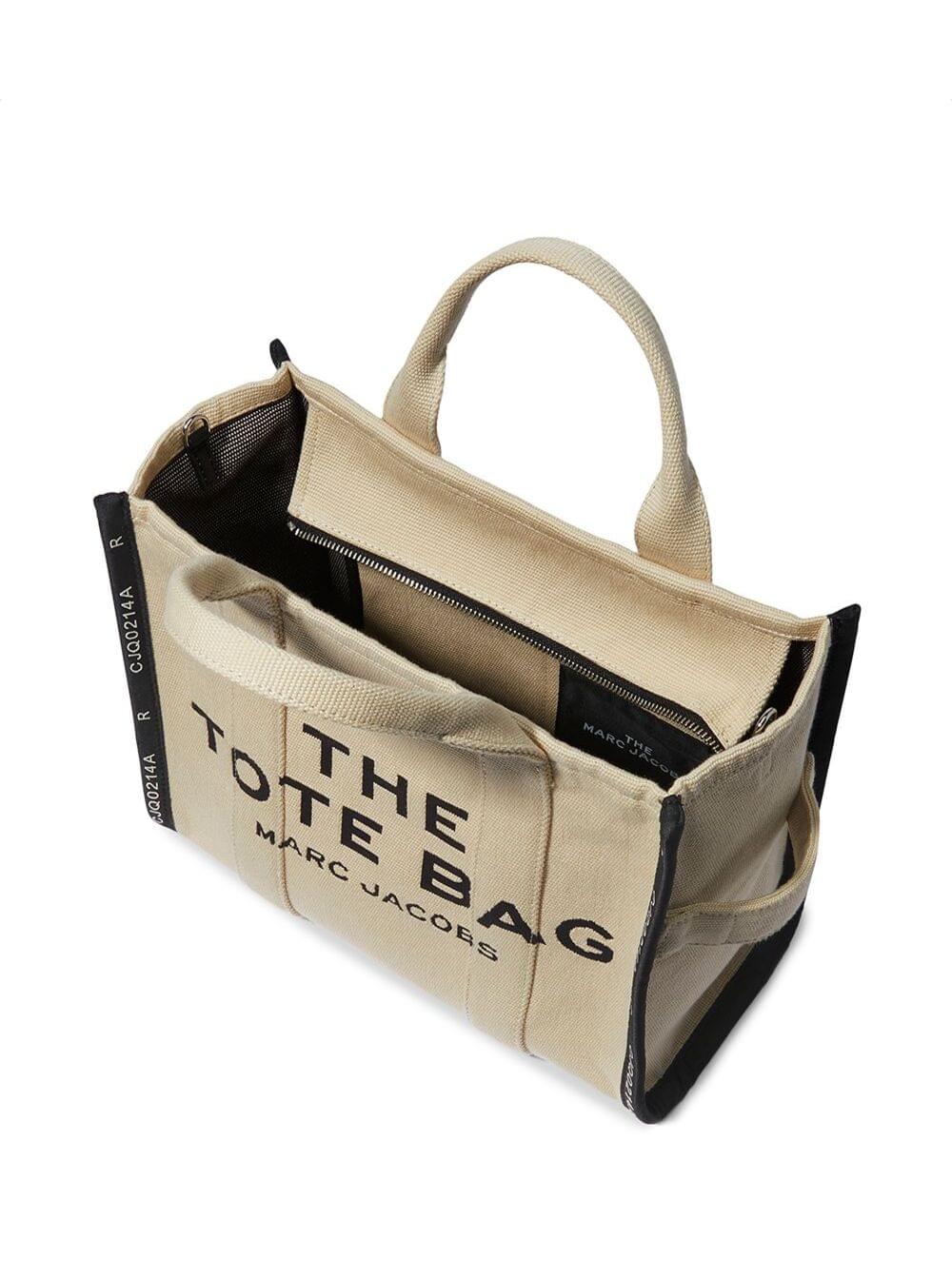 Marc Jacobs Women Handbag 'Medium Tote' With Contrasting Embroidered Logo In Ecoleather And Polyester Beige Women