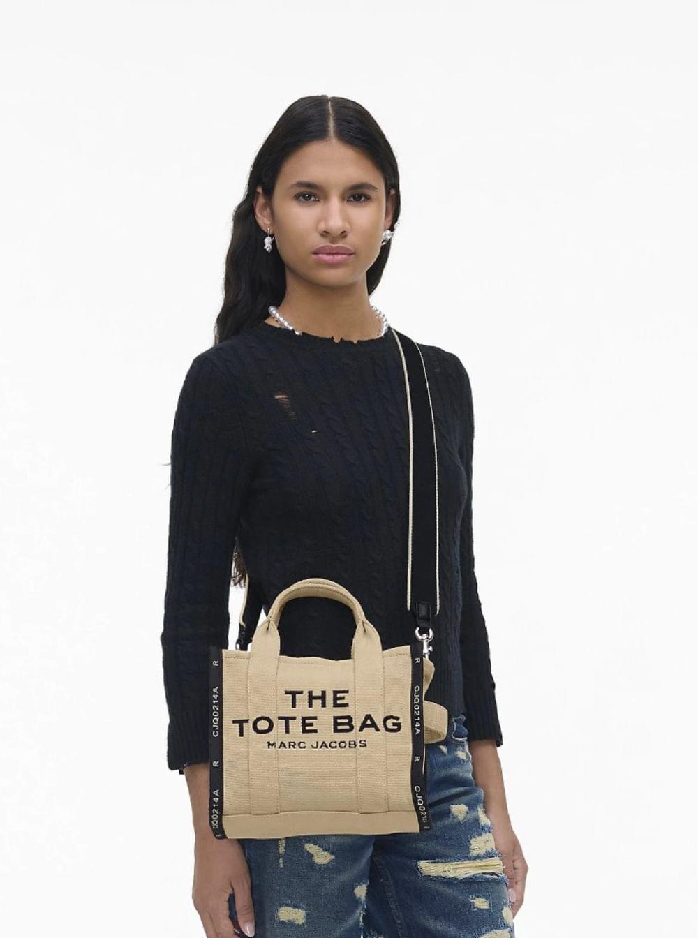 Marc Jacobs Women Handbag 'Medium Tote' With Contrasting Embroidered Logo In Ecoleather And Polyester Beige Women