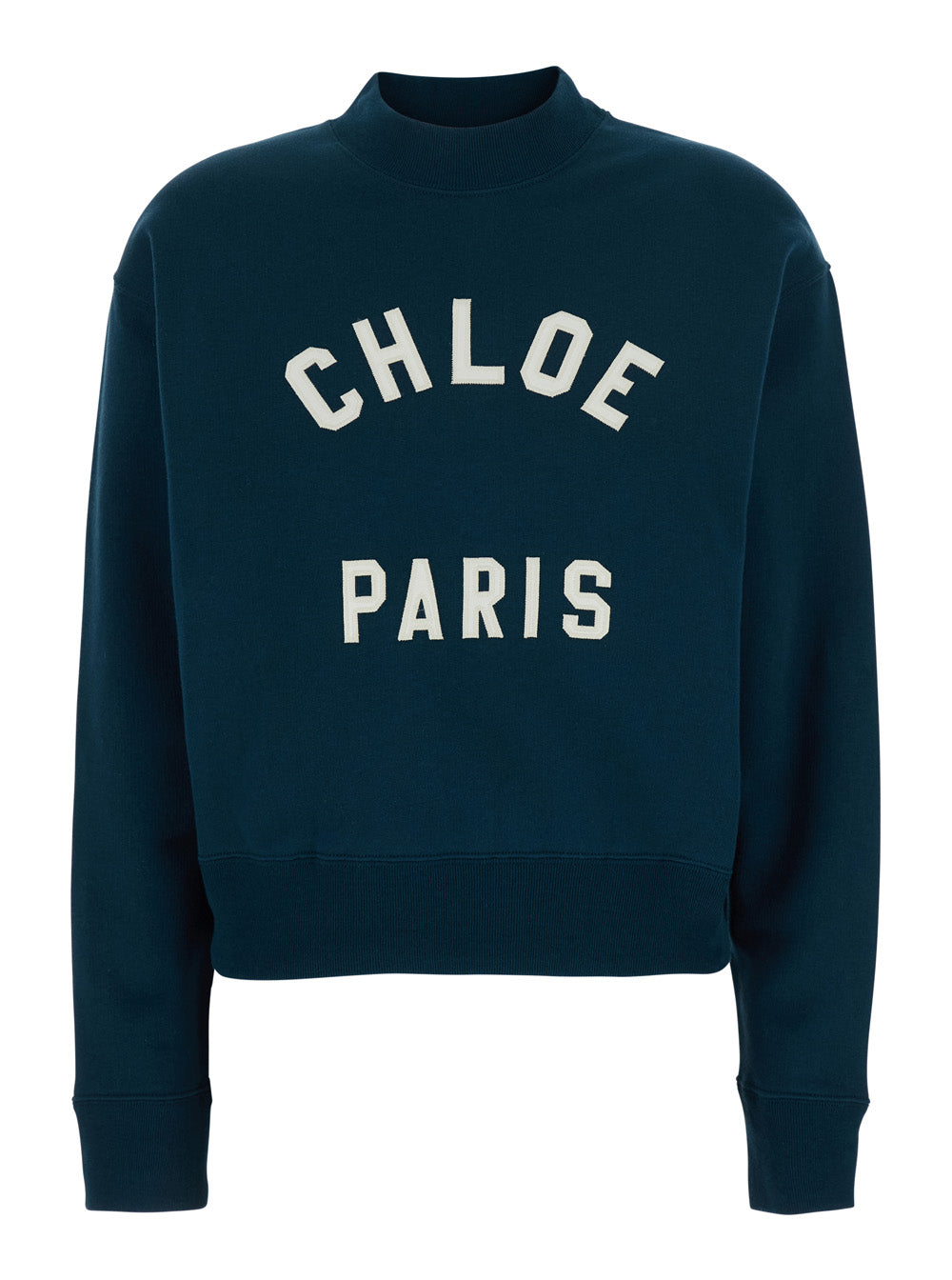 Chloe Women Chloé Women Crewneck Sweatshirt With Logo Lettering Print In Blue For Women