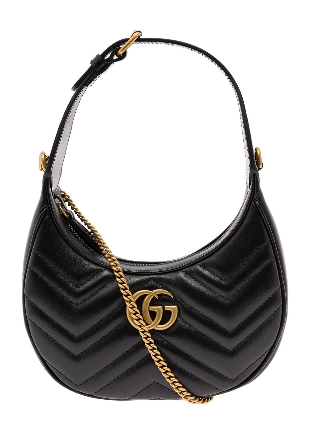 Gucci Women Gucci Women Shoulder Bag 'Gg Marmont' In Black Chevron Leather For Women