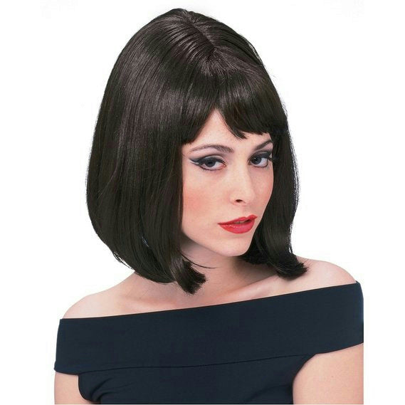 Dark Brown Shoulder Length Bouffant Style Starlet Fashion Wig with Bangs