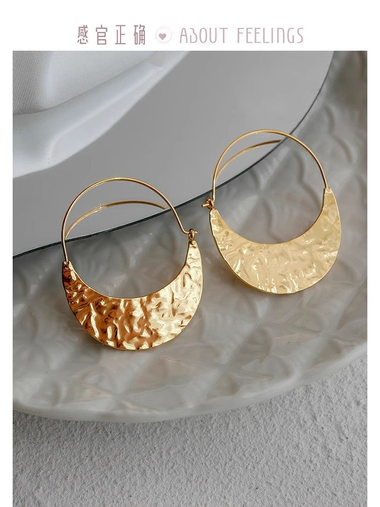 Women's Personalized 18k Gold-Plated Fan-Shaped Earrings
