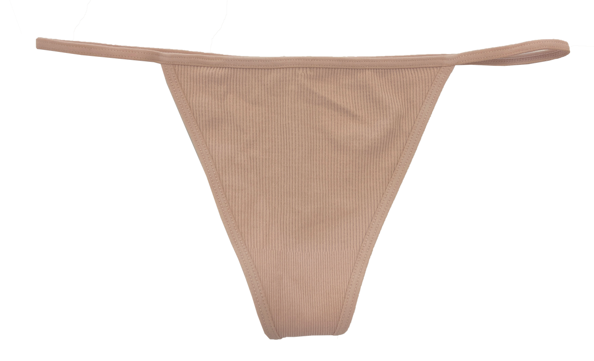 Seamless Rib Strappy Thong, XS-2X