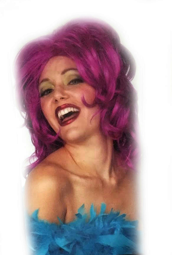 Magenta Work It Girl Drag Queen Pink Purple Layered Shaggy Sassy Mid Length Wig