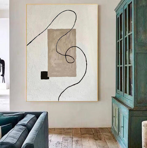 Pure Hand Drawing Minimalist Black And White Living Room Decorative Painting