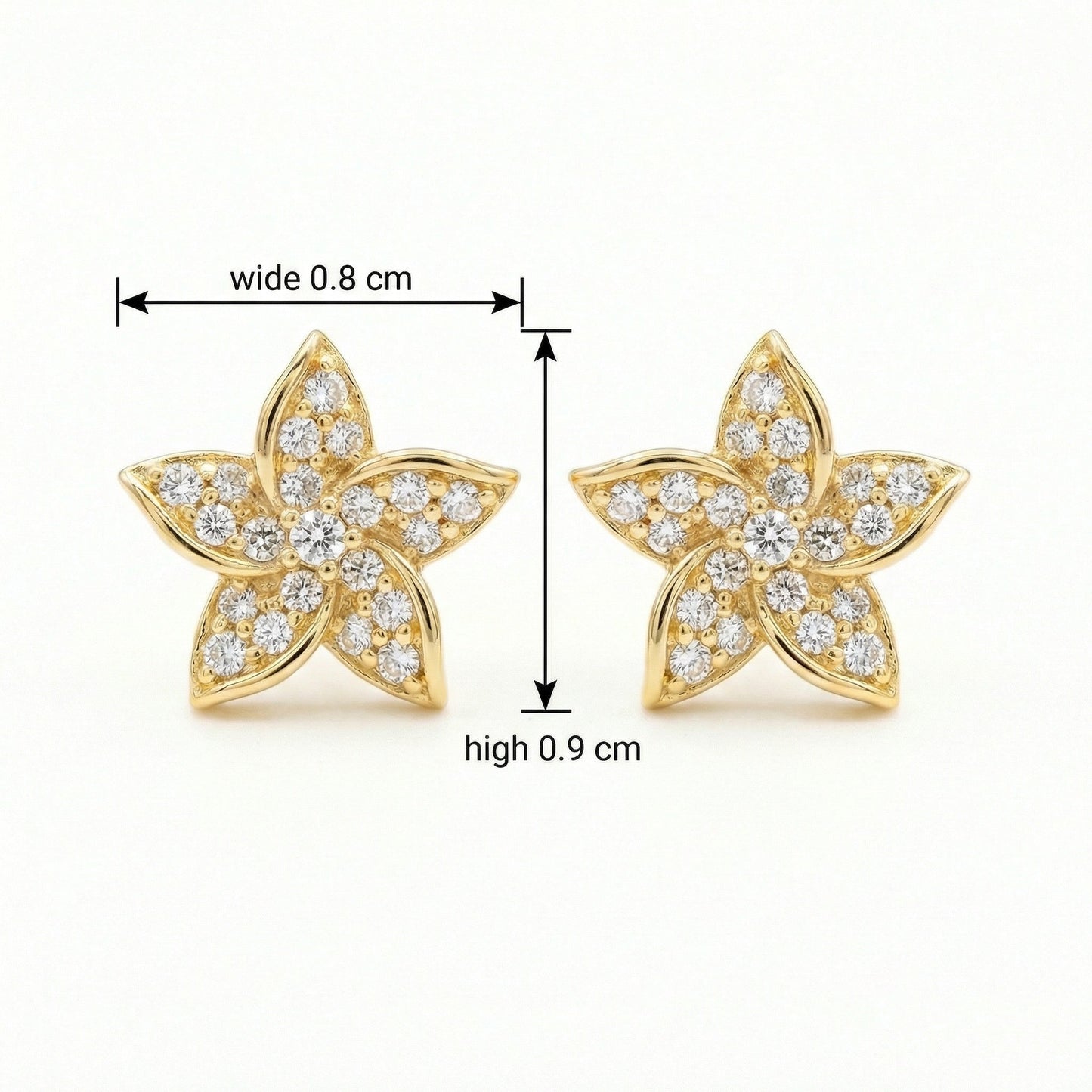 925 Sterling Silver Sparkling Floral Diamond Stud Earrings with Polished Finish