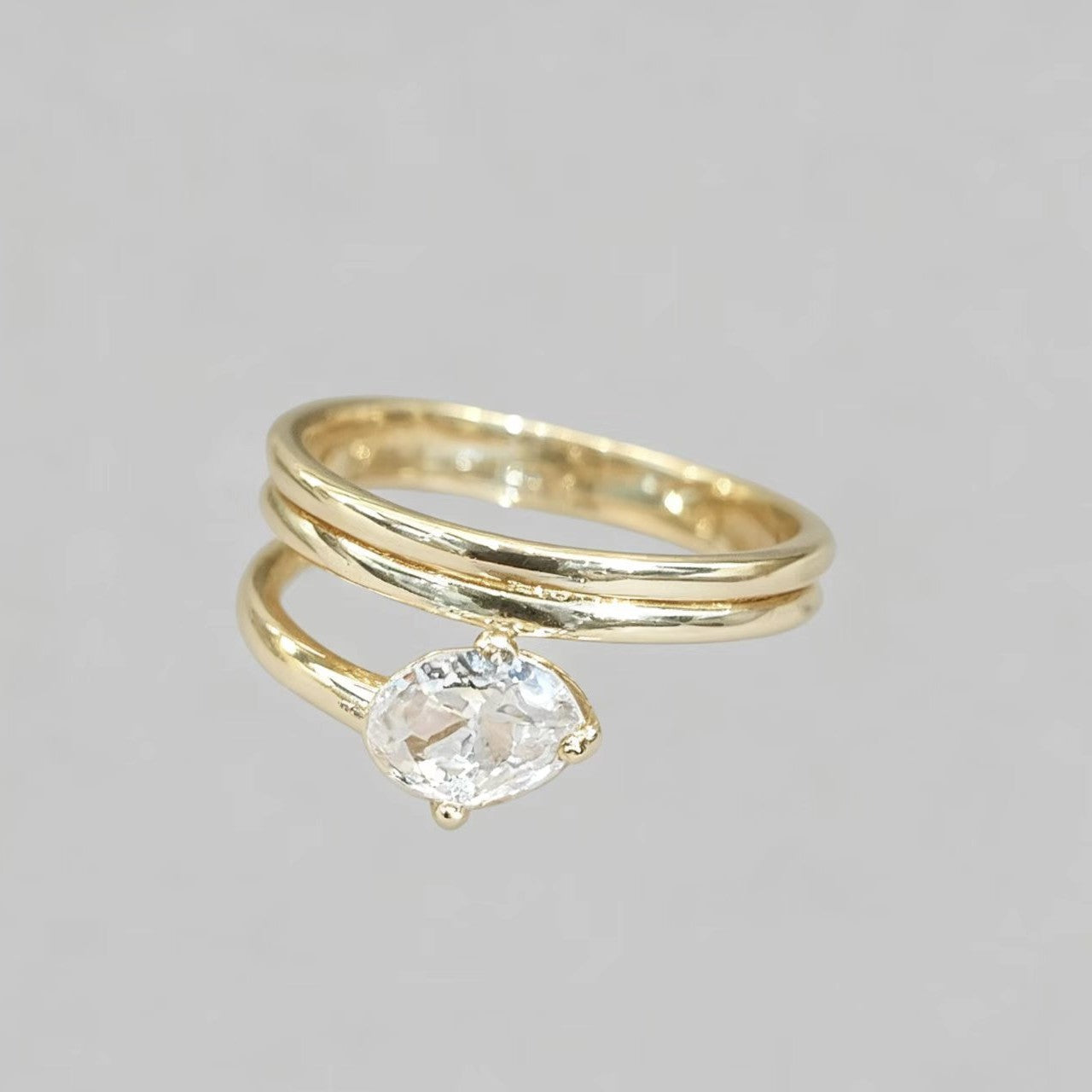 Simple, Versatile, Asymmetrical Zircon-studded Ring For Women