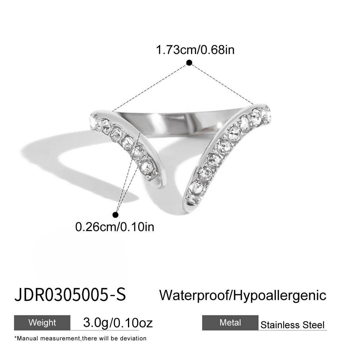 Stainless Steel Zircon Open Ring Collection