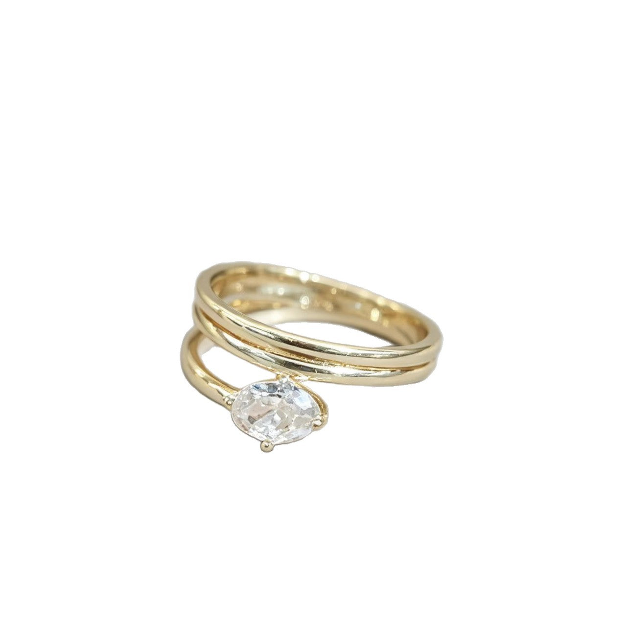 Simple, Versatile, Asymmetrical Zircon-studded Ring For Women