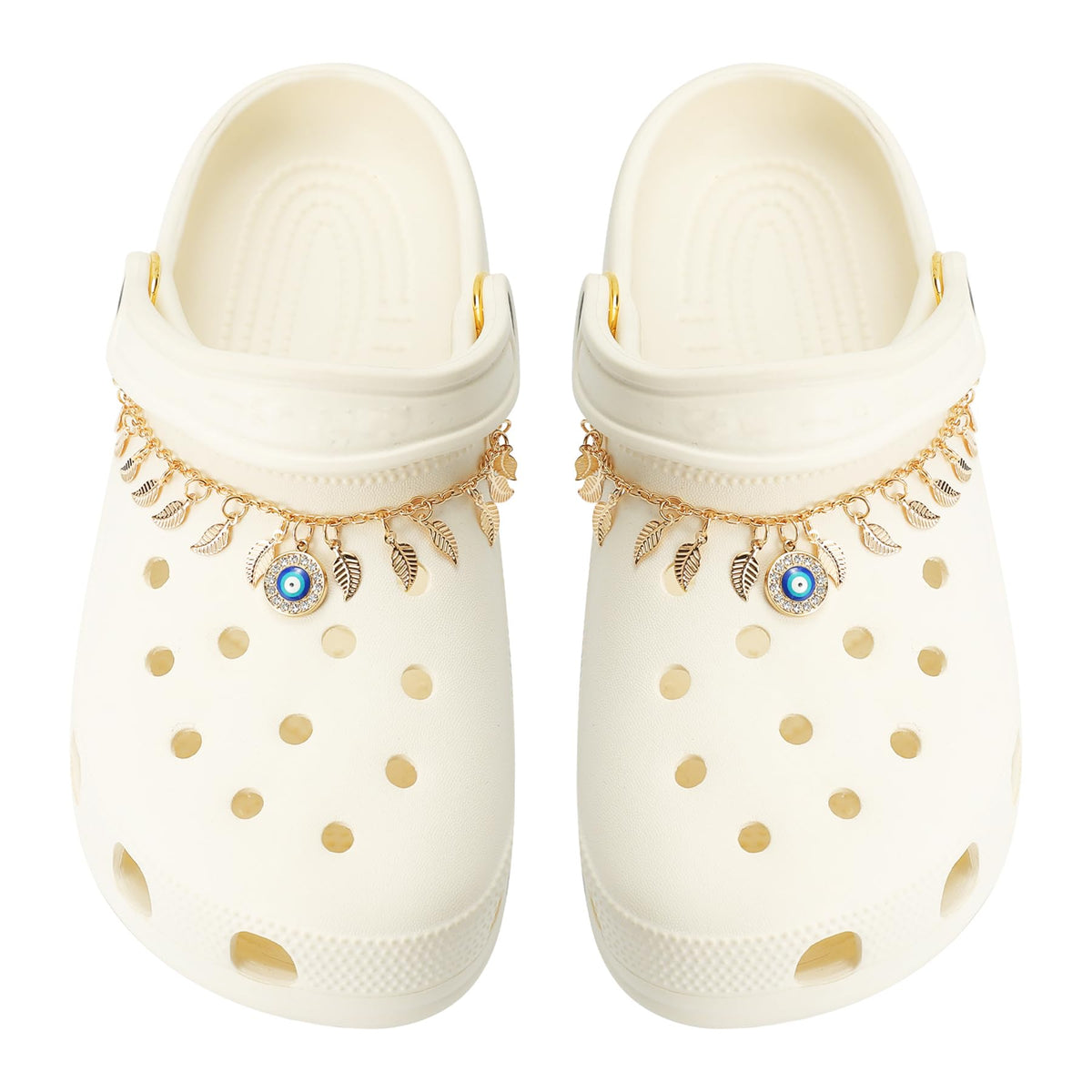 2Pcs Bling Evil Eye Shoe Chains for Girls for Clog Sandals, Gothic Shoe Decoration Charms for Women