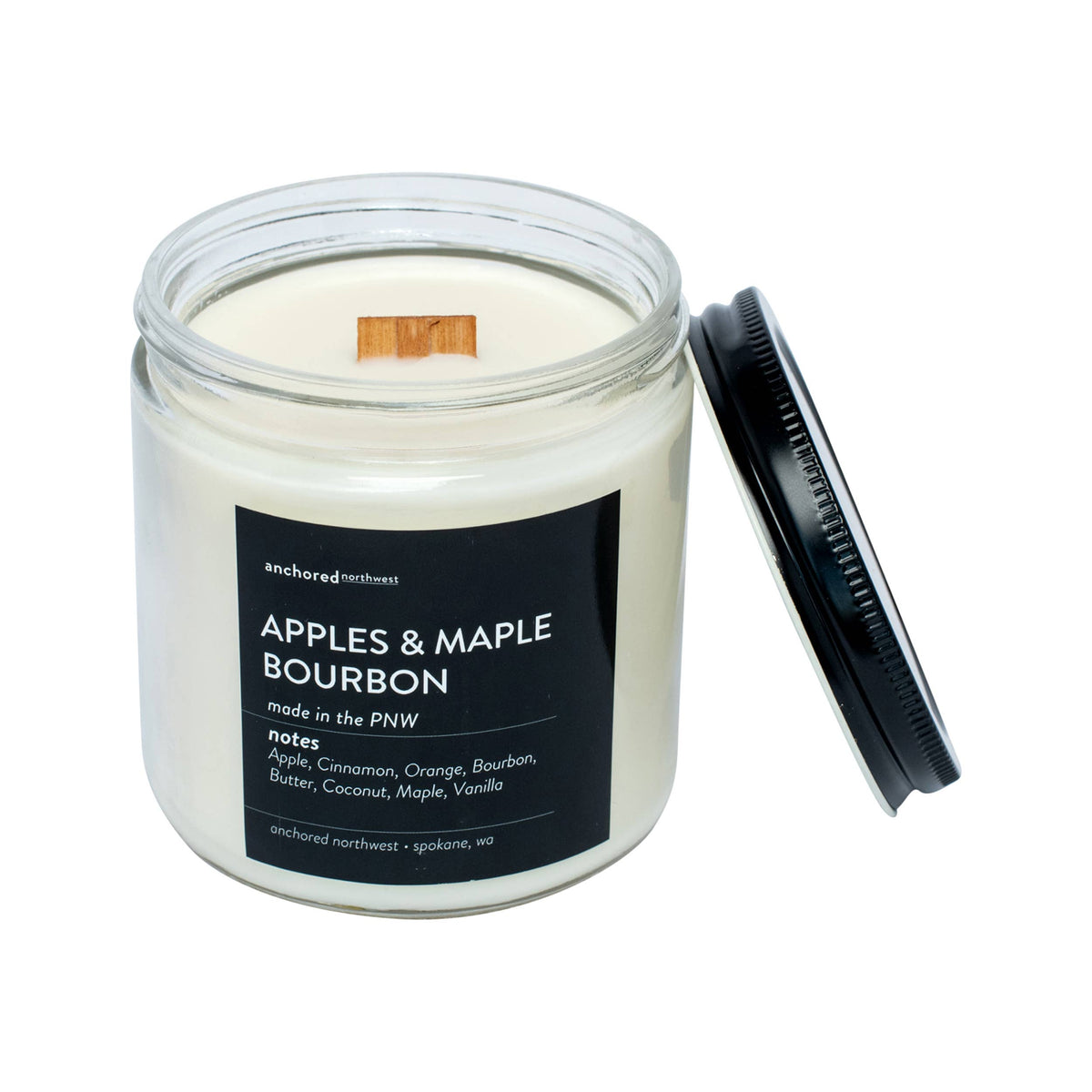 Apples & Maple Bourbon Large Wood Wick Soy Candle