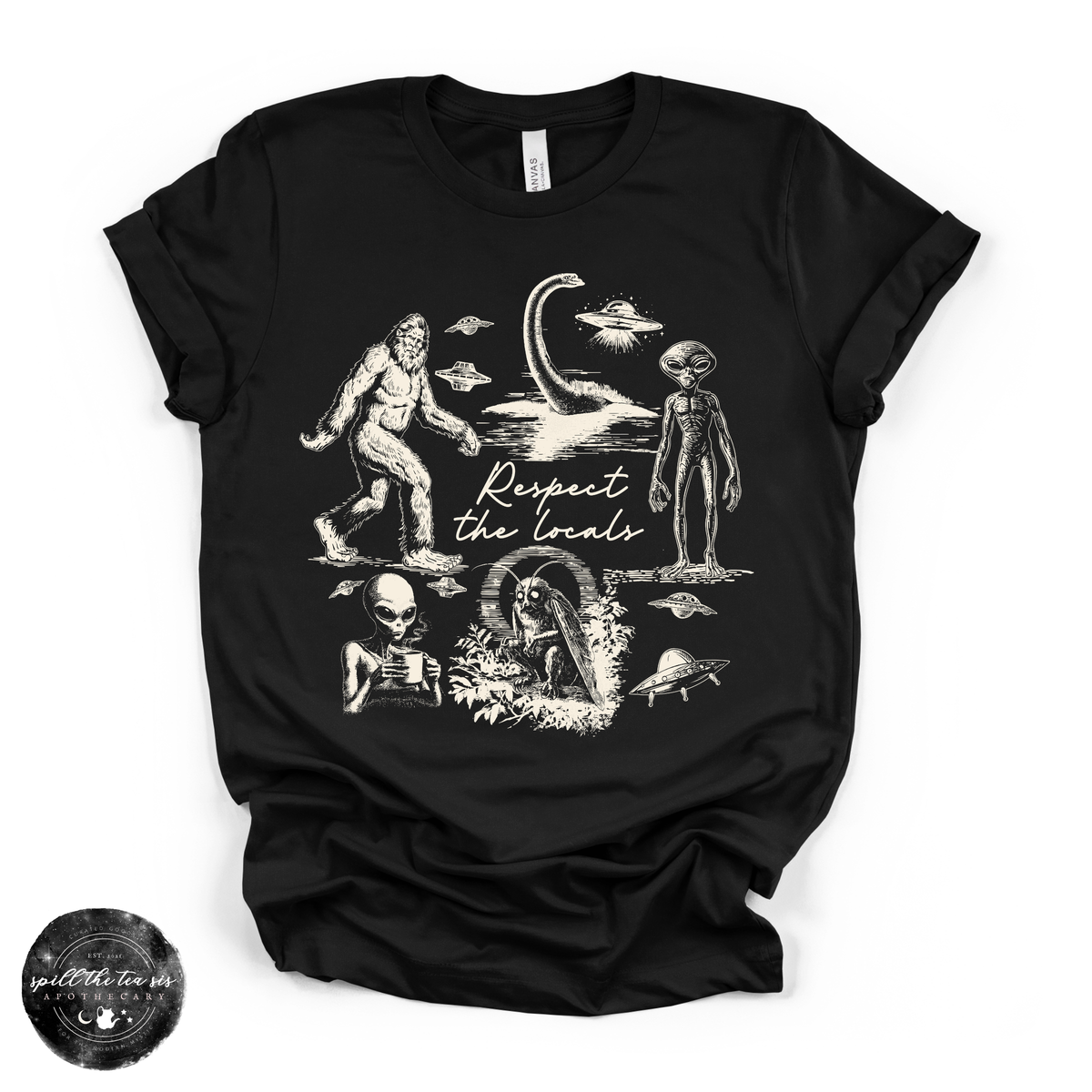 The Locals Cryptids Tee | Cryptid Graphic T-Shirt {WHITE DESIGN}
