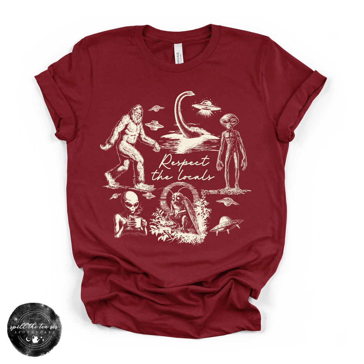 The Locals Cryptids Tee | Cryptid Graphic T-Shirt {WHITE DESIGN}