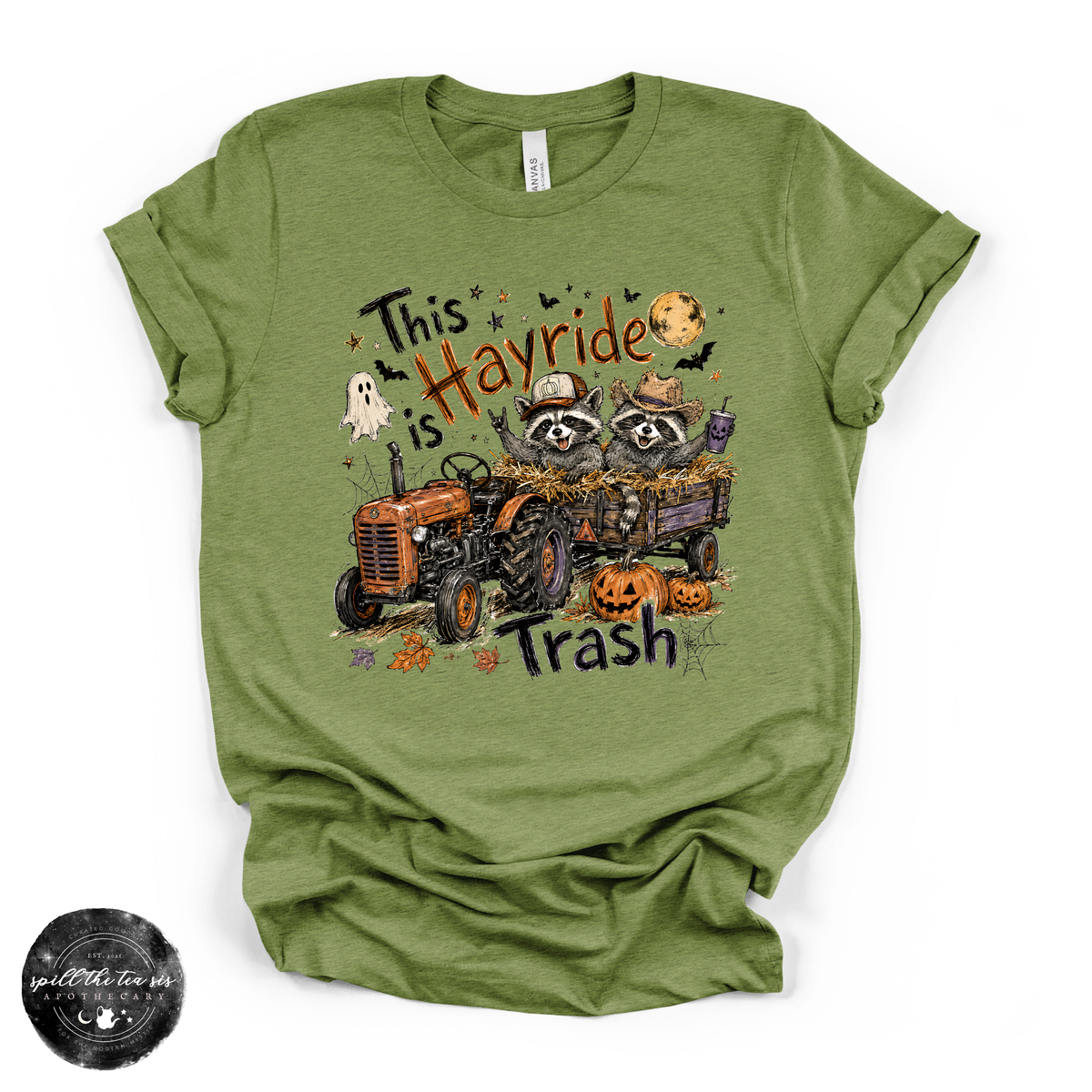 This Hayride Is Trash Tee | Funny Raccoon Fall Graphic T-Shirt