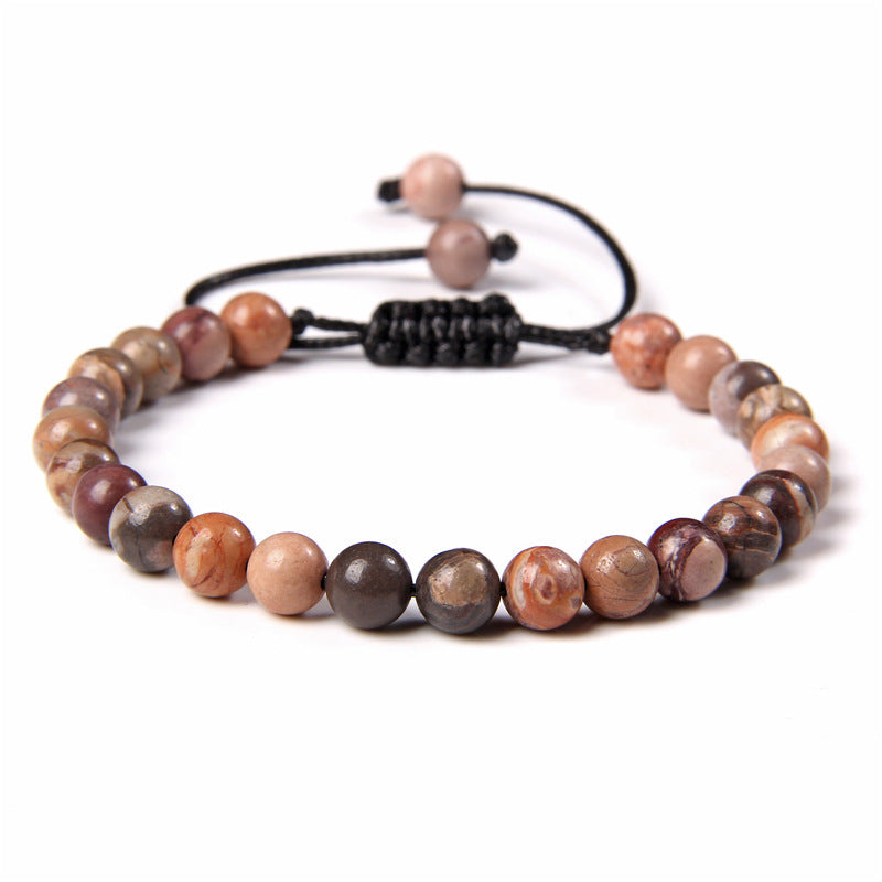 6mm Natural Stone Beads Womens Bracelet Yoga Energy Sports