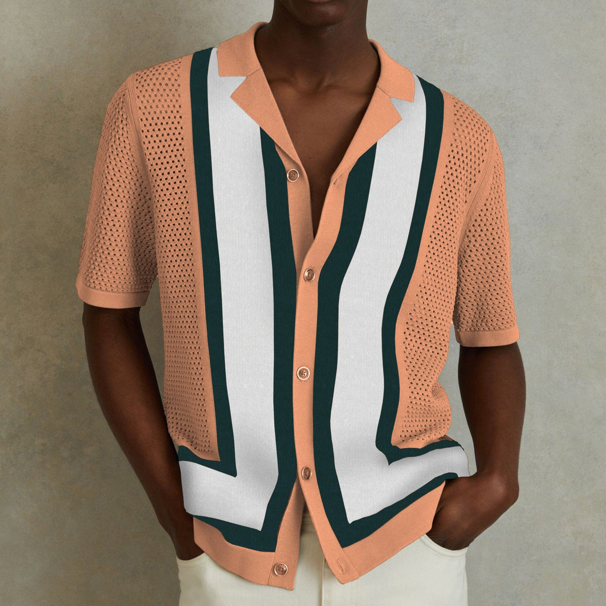 Men's Summer New Striped Contrast Color Knitwear Top