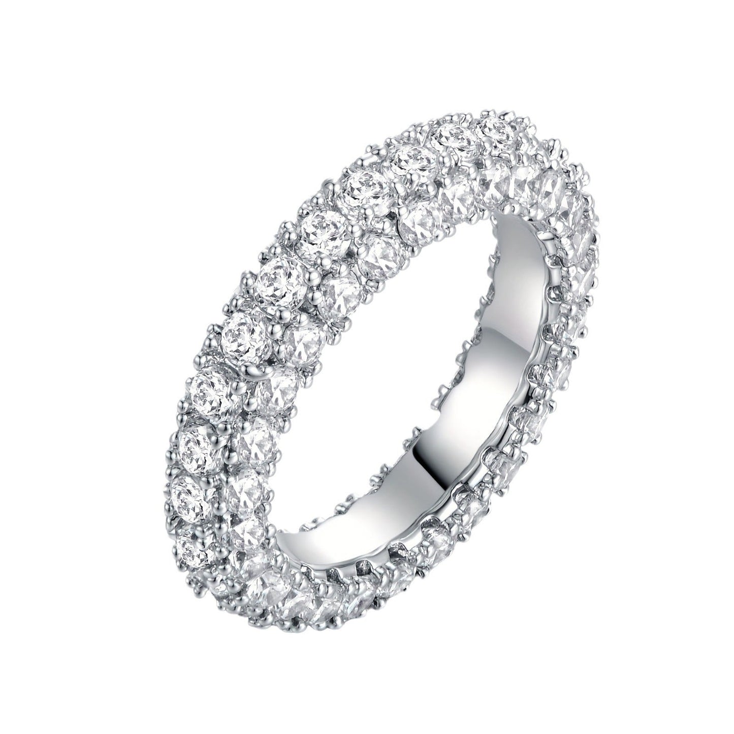 Womens Minimalist, Versatile Three-stone Zircon Ring