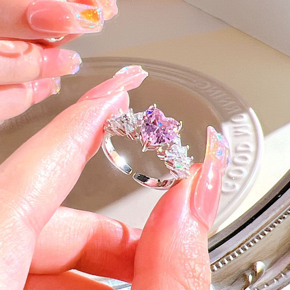 Unique  Heart Thorn Cat Eye Zircon Ring For Women, Sweet Cool Fashion Versatile Band