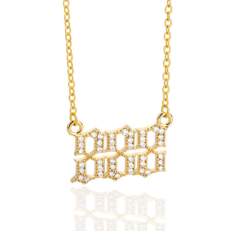 Digital Pendant Zircon Angel Number Necklace