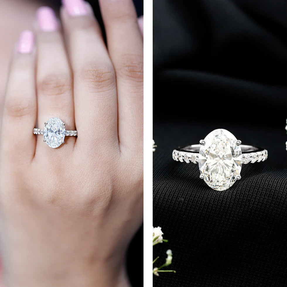 3 Carat Lab Grown Oval Diamond Engagement Ring for Women IGI Certified