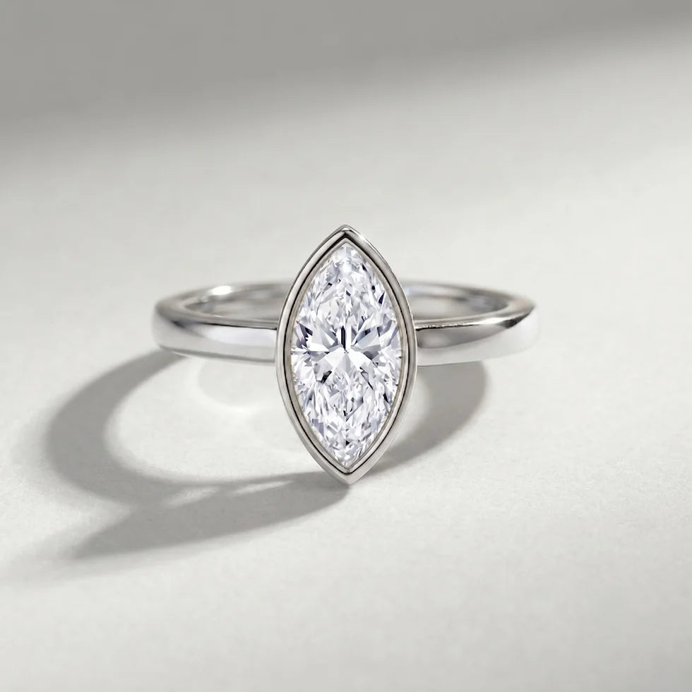 IGI Certified 3 Carat Solitaire Lab Grown Diamond Marquise Cut Engagement Ring