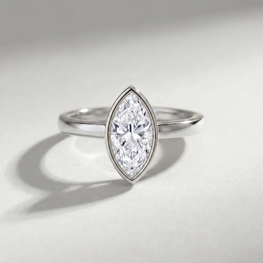IGI Certified 3 Carat Solitaire Lab Grown Diamond Marquise Cut Engagement Ring